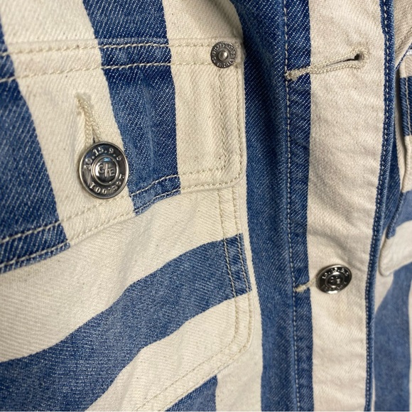 Current/Elliott Sammy Jacket Bay Stripe Blue & Cream Denim Jacket Classy XS 0 - Picture 8 of 14